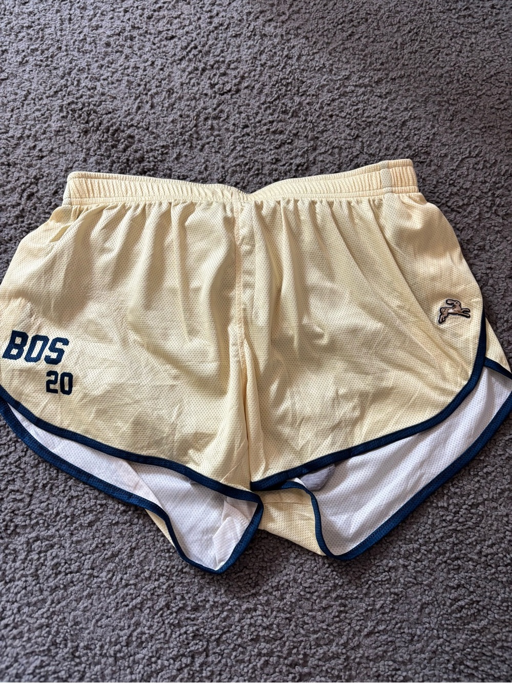 Tracksmith Cream Men’s Athletic Running Shorts with Navy Trim. Size M.